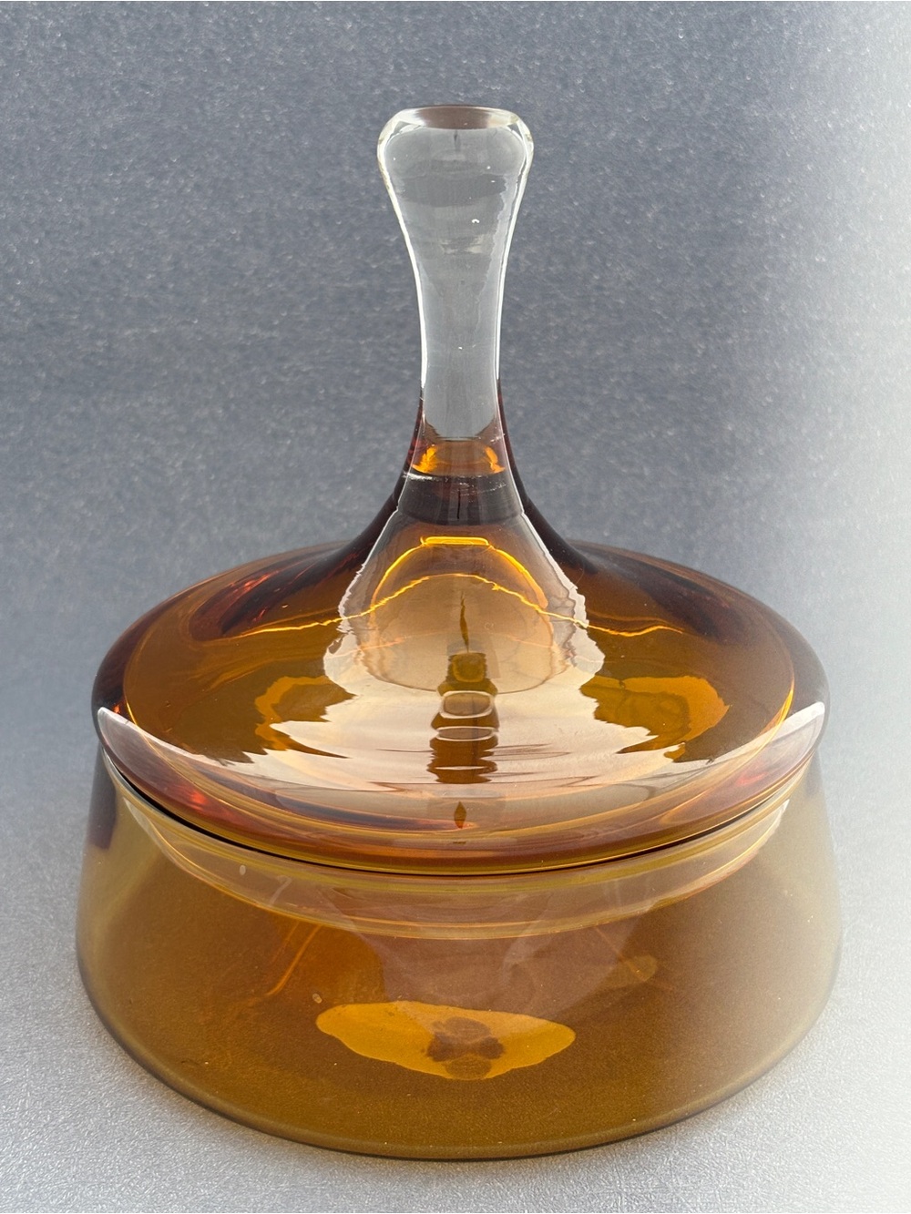 Vintage Amber MCM Empoli Covered Candy/Nut Dish